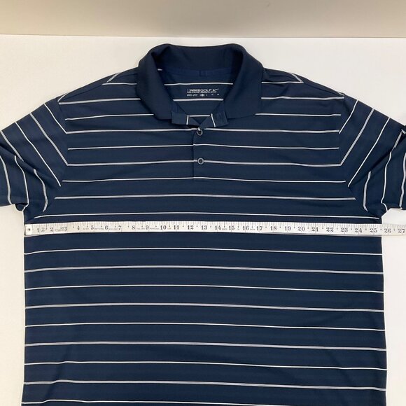 Nike Golf Men's XL Navy Blue & White Striped Dri-Fit Short Sleeve Polo Shirt - Picture 6 of 9